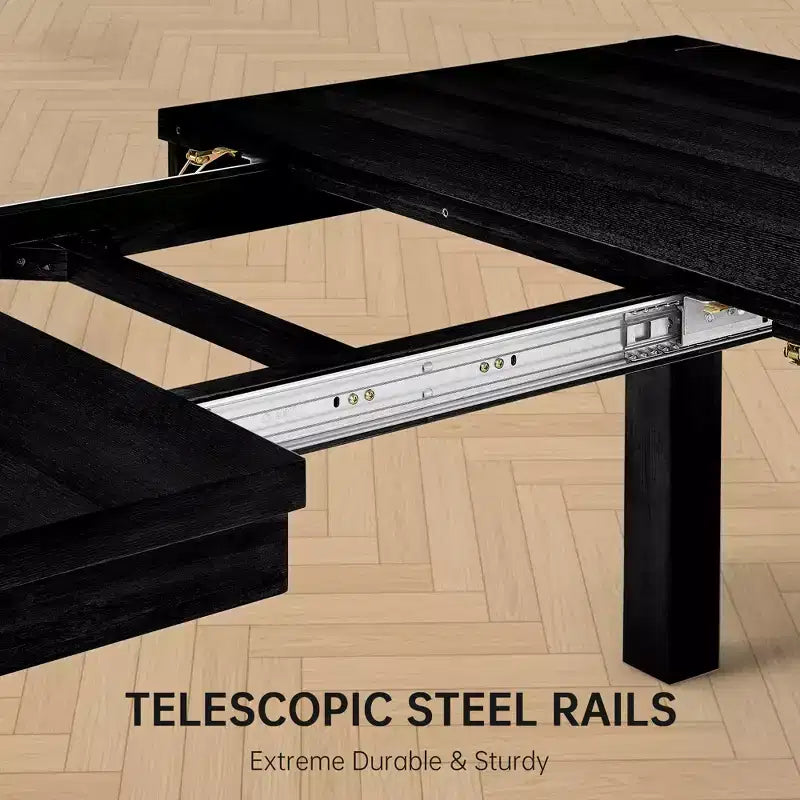 Modernes Esszimmer-Set – 80 Tisch + 6 gepolsterte Stühle, Massivholzrahmen, 180 kg Tischbelastbarkeit, einfache Montage