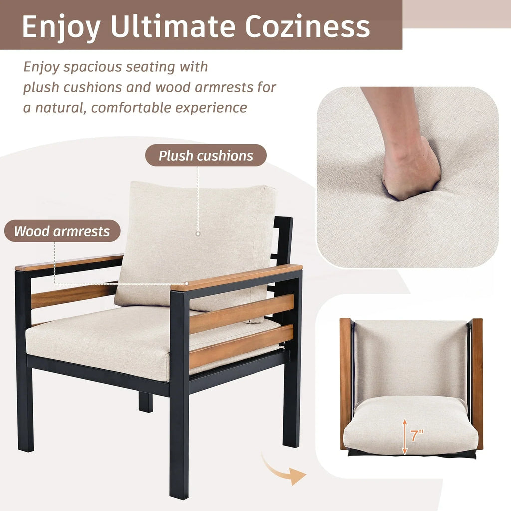 4-teiliges Outdoor-Gartenmöbel-Set mit Sofa