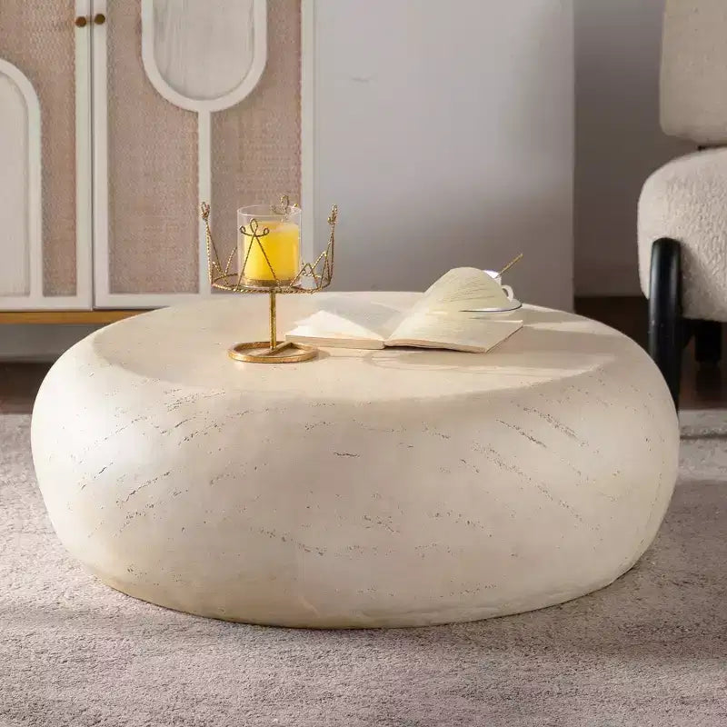 Runder MgO-Couchtisch mit Kunststeindesign für Wohnzimmer im Mid-Century-Stil
