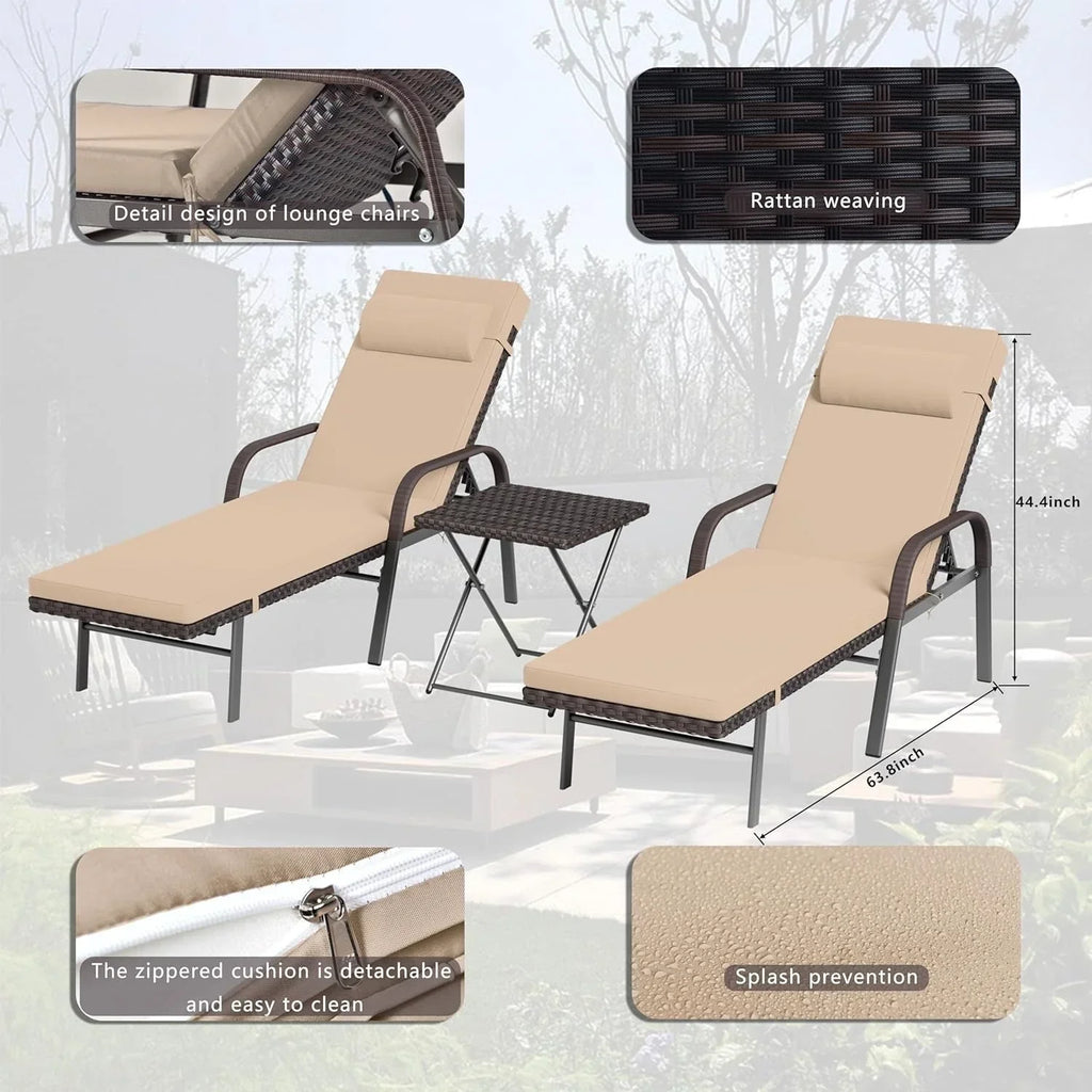 Kullavik 3-teiliges Outdoor-Liegen-Set