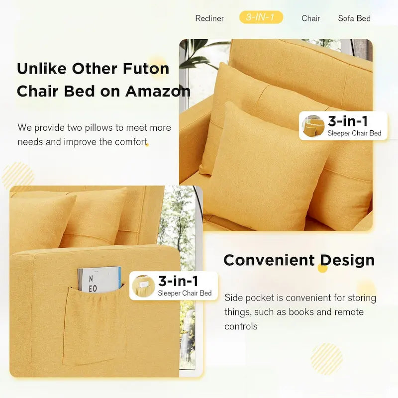 Verstellbares Schlafsofa, 3-in-1-Funktion, verschiedene Farben, für 1 Person