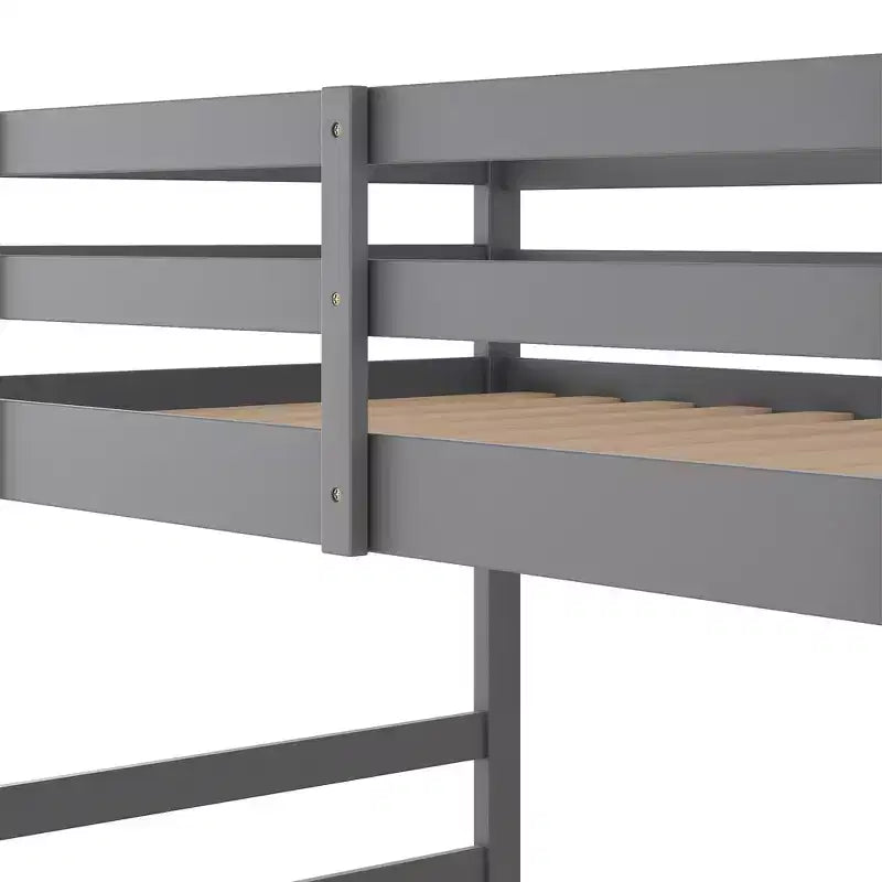 Niedriges Etagenbett, Etagenbett aus Holz mit Leiter, Etagenbett mit durchgehender Absturzsicherung