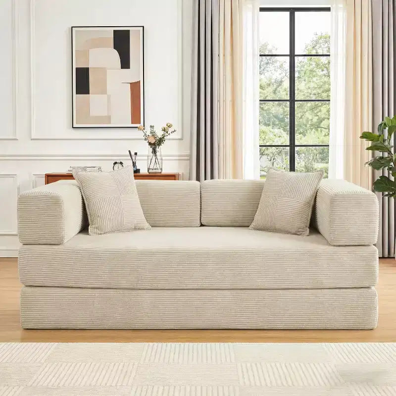 Dyonery 78 Klappsofabett, umwandelbare Kordsofa-Couch, King-Size-Bodenschläfer, 4-in-1 DIY-Kombination, modulares Sofabett, ausklappbares bequemes Sofa.