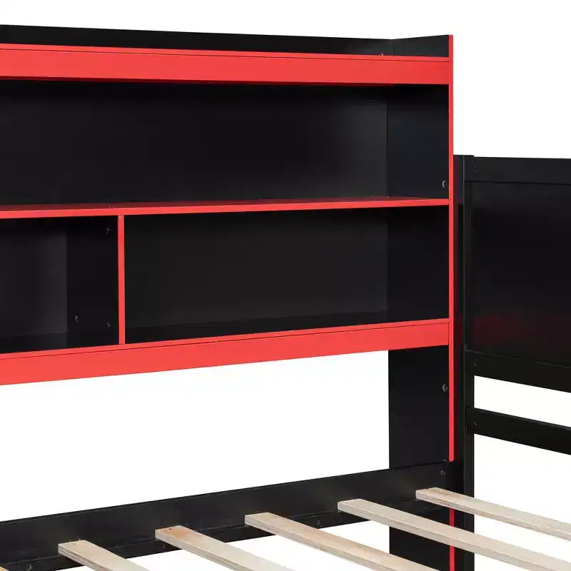 Gamer Hub Tagesbett mit Schreibtisch, RGB-Beleuchtung, Ladestation, Schubladen und Bücherregal-Kopfteil