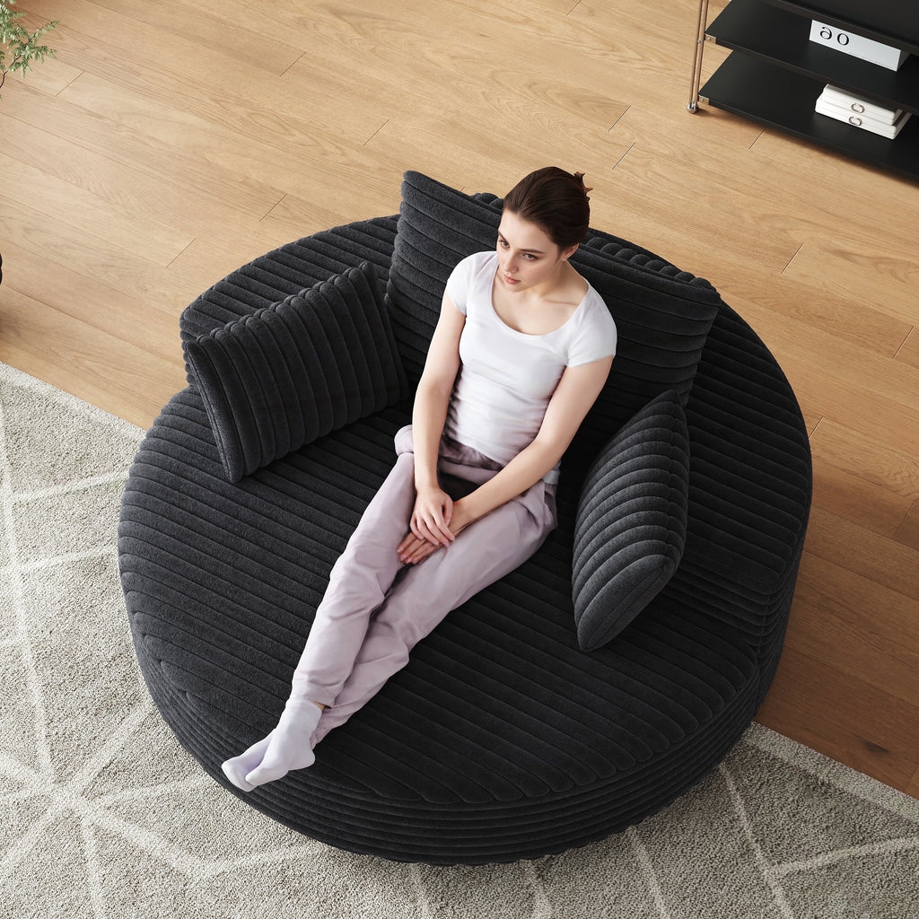 Einzelsessel aus Kord-Chenille-Schaumstoff, drehbar