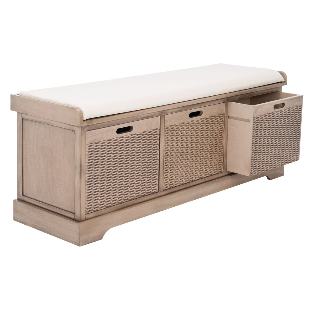 SAFAVIEH Fiorello 3-Schubladenbank mit Polsterung – 120 B x 38 T x 48 H cm – 120Bx38Tx48H