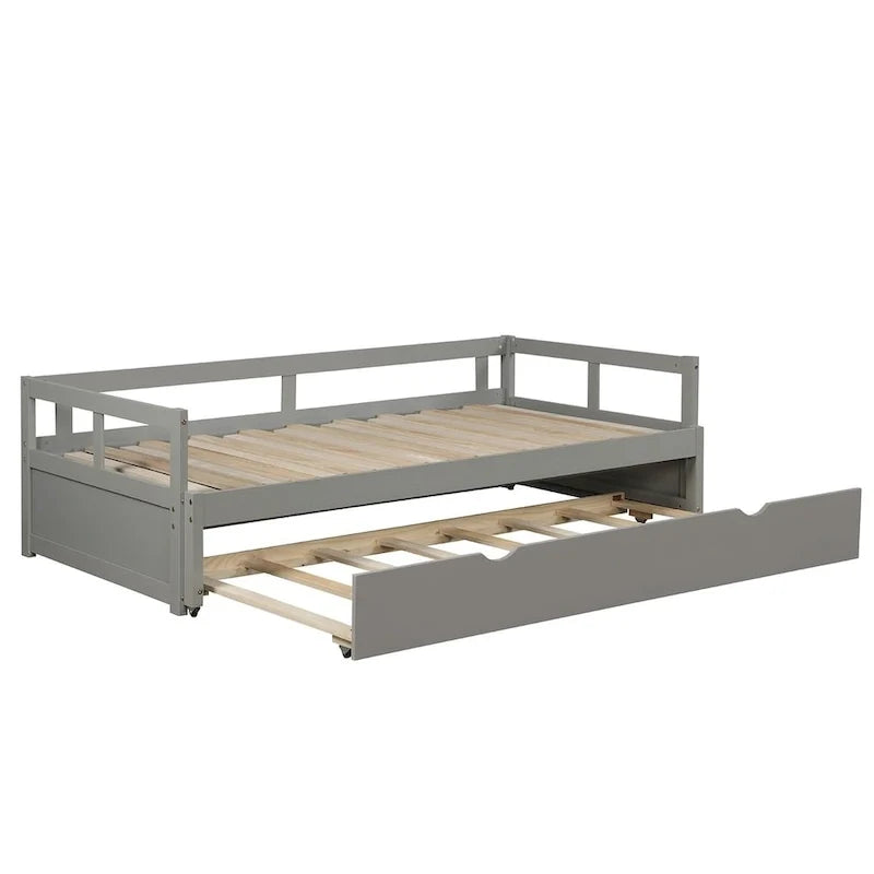 Ausziehbares Tagesbett mit Ausziehfunktion, Holztagesbett mit Ausziehfunktion