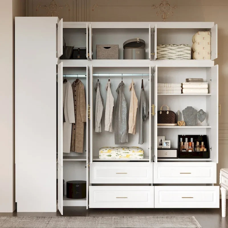 93.9H/74.2H Schrank Kleiderschrank Garderobe Hängende Schubladen Aufbewahrung