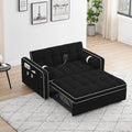 Samt-Schlafsofa zum Umbauen, 140 cm, 2-Sitzer, mit Ausziehbett, verstellbarer Rückenlehne, Seitentaschen und Handyhalterung