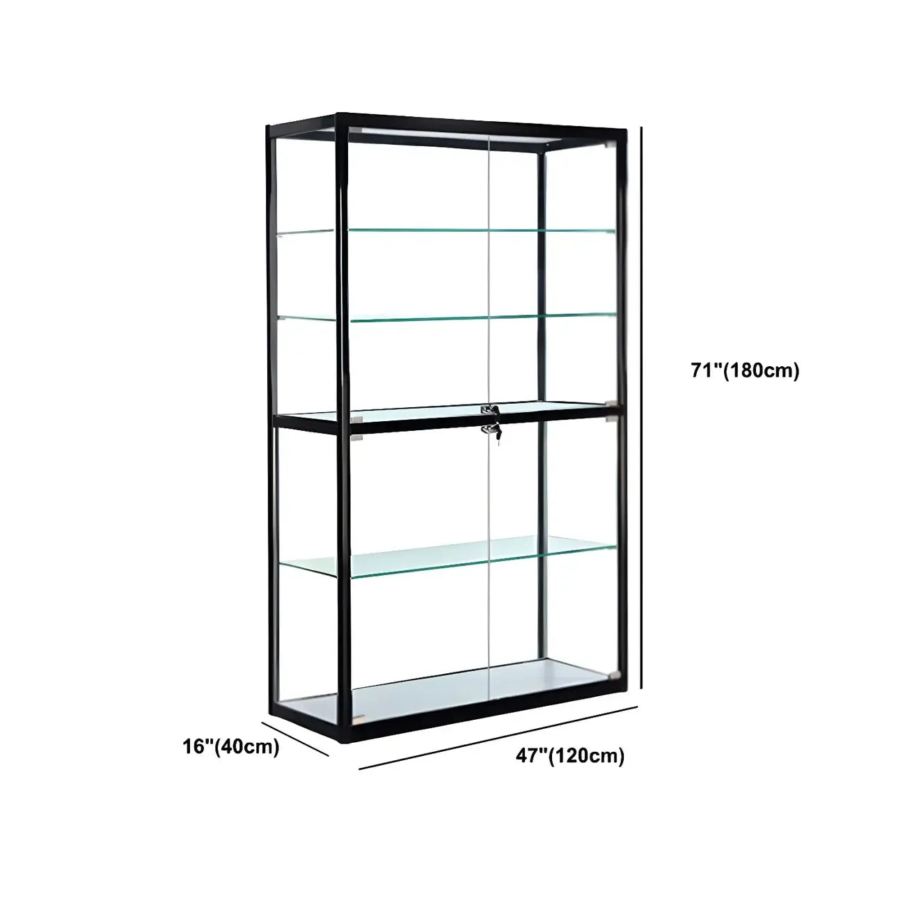 Zeitgenössische rechteckige Vitrine aus schwarzem Glas