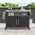 Outdoor-Kücheninsel mit Edelstahl-Arbeitsplatte, Metall-Grillwagen mit Stauraum - N/A