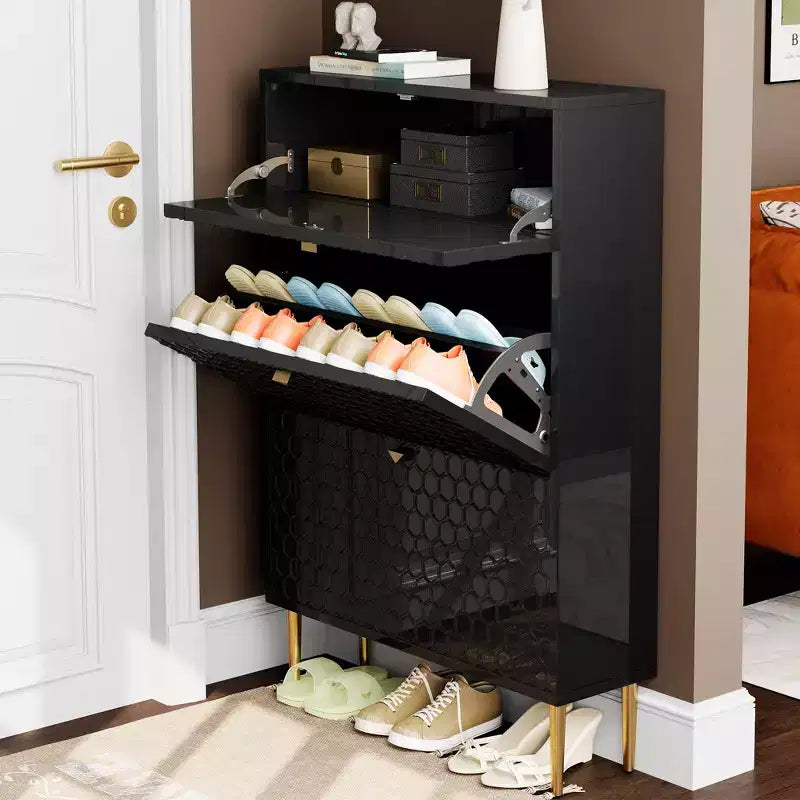 CLIHOME Schuhschrank für 24 Paar Schuhe, Flur, Schuhaufbewahrung, mit Kippfächern, Schuhregal