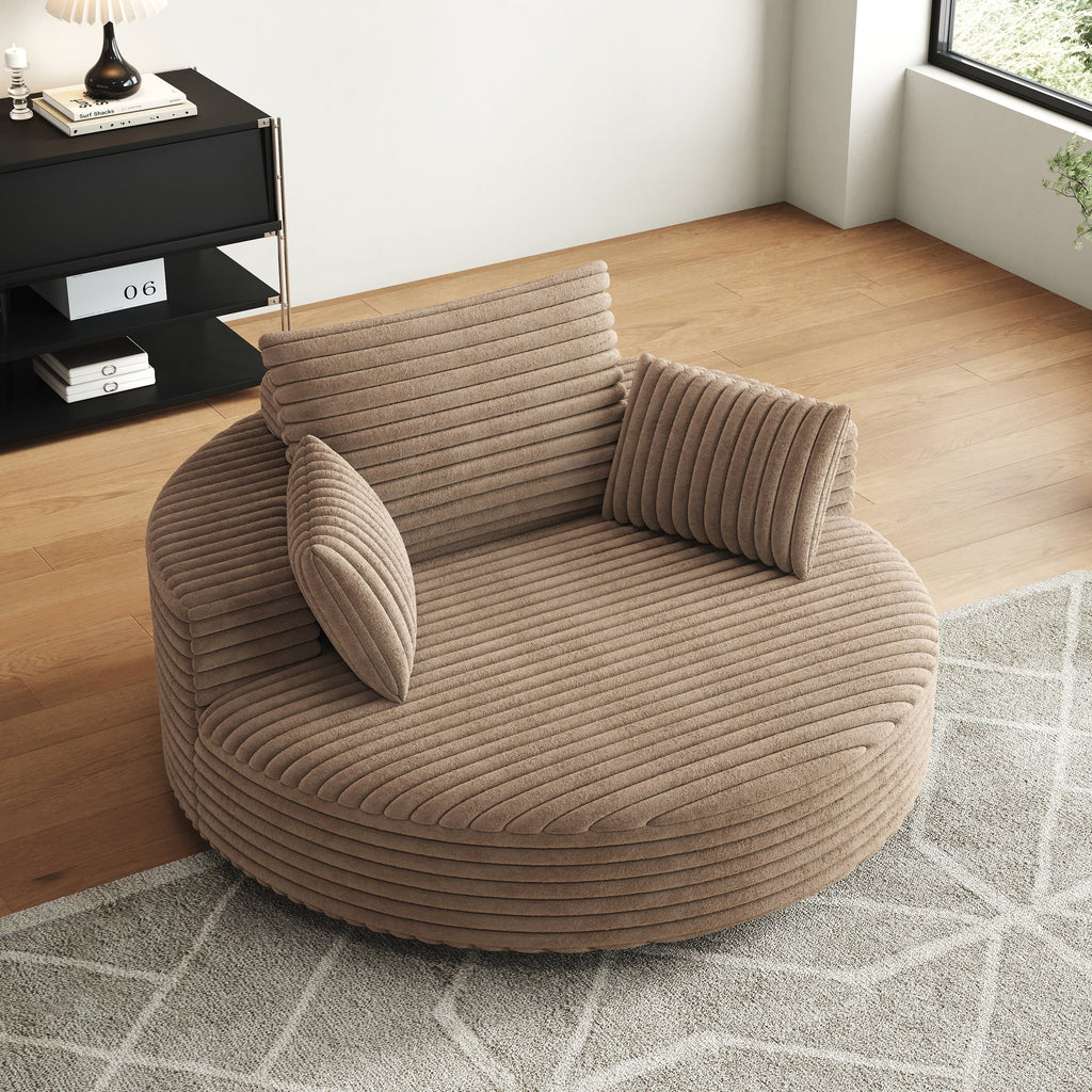 Einzelsessel aus Kord-Chenille-Schaumstoff, drehbar
