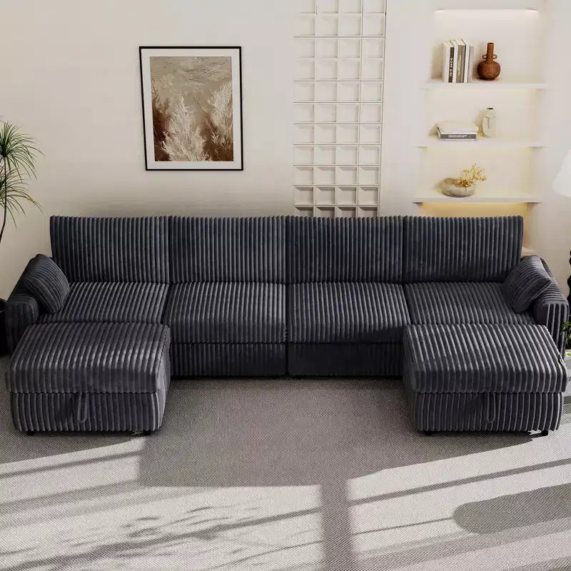 Dyonery Modulares Cord-Ecksofa mit waschbaren Bezügen