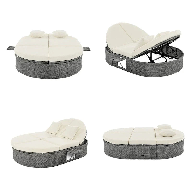 Outdoor Sonnenliege Gartenliege 2-Personen-Daybed mit Kissen und Polstern