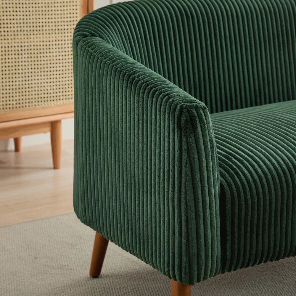 Zweisitzer-Sofa, bezogen mit Cordstoff, mit Walnussholzbeinen