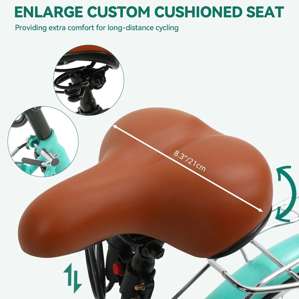 Moasis24/26 7-Gang Cruiser Bike, verstellbares Tiefeinsteigerfahrrad, Pendlerfahrrad, Fahrrad