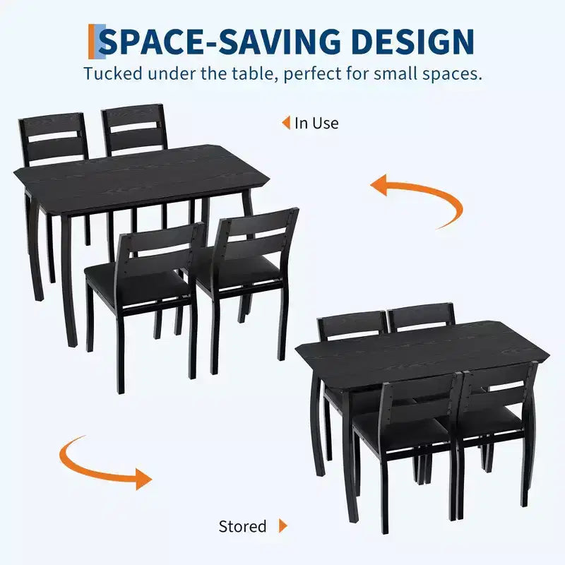 5-teiliges Küchenstuhl- und Tischset mit Metallrahmen und abgeschrägtem Design