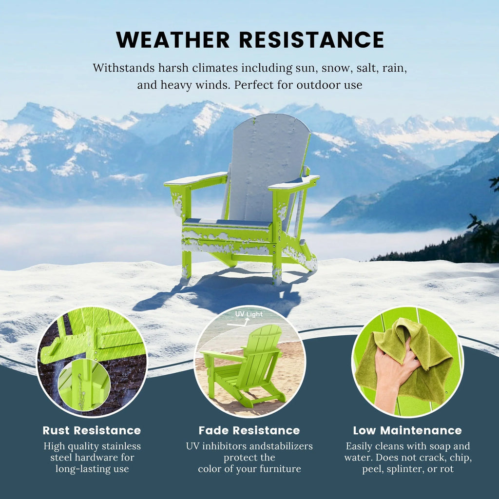 Polytrends Laguna Faltbarer Adirondack-Stuhl für den Außenbereich, wetterfest und lichtbeständig