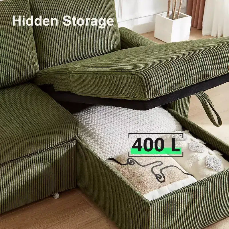 Dyonery 81 Sektional-Schlafsofa, L-förmige Ausziehcouch mit beidseitigem Stauraum, USB, verstellbare Rückenlehne