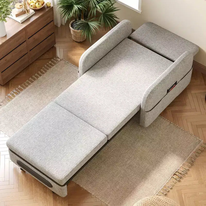 Gaoyangjiaju 3-in-1 Schlafsofa mit Stauraumschublade – Ausziehbares Schlafsofa mit Seitentasche & Kissen – Grau