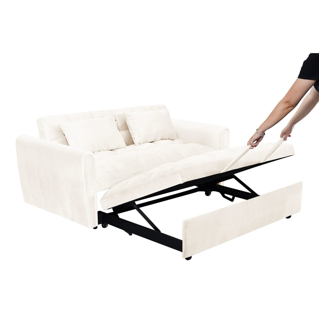 64.96 Samt 3-in-1-Schlafsofa mit verstellbarer Rückenlehne, Aufbewahrungstasche und 227 kg Tragkraft