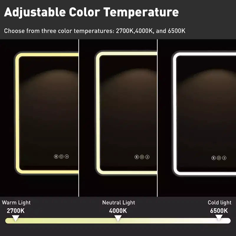 Schwarzer / Weißer / Goldener LED-Spiegelschrank, einzelne Tür, links- oder rechts angeschlagen, Einbau- oder Wandmontage