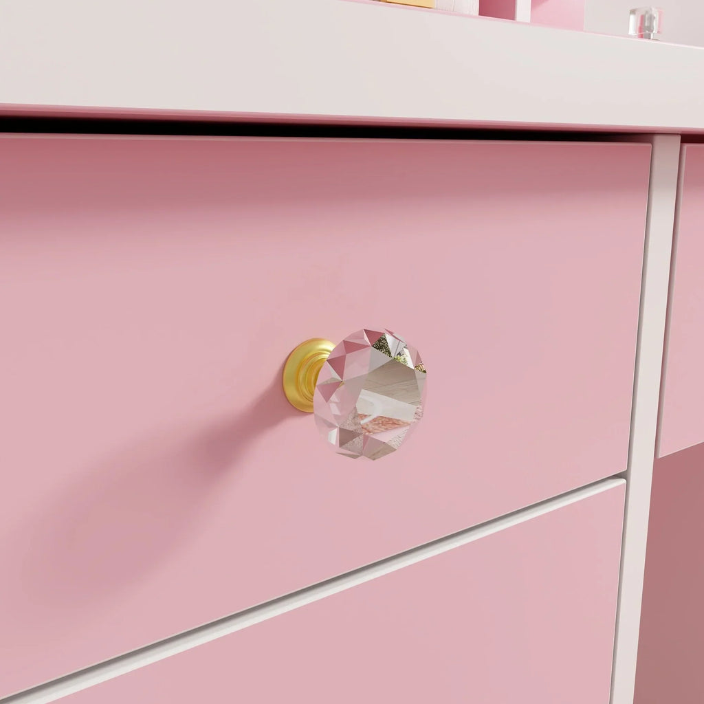 Schminktisch-Set mit LED-Beleuchtung, Spiegel und Hocker