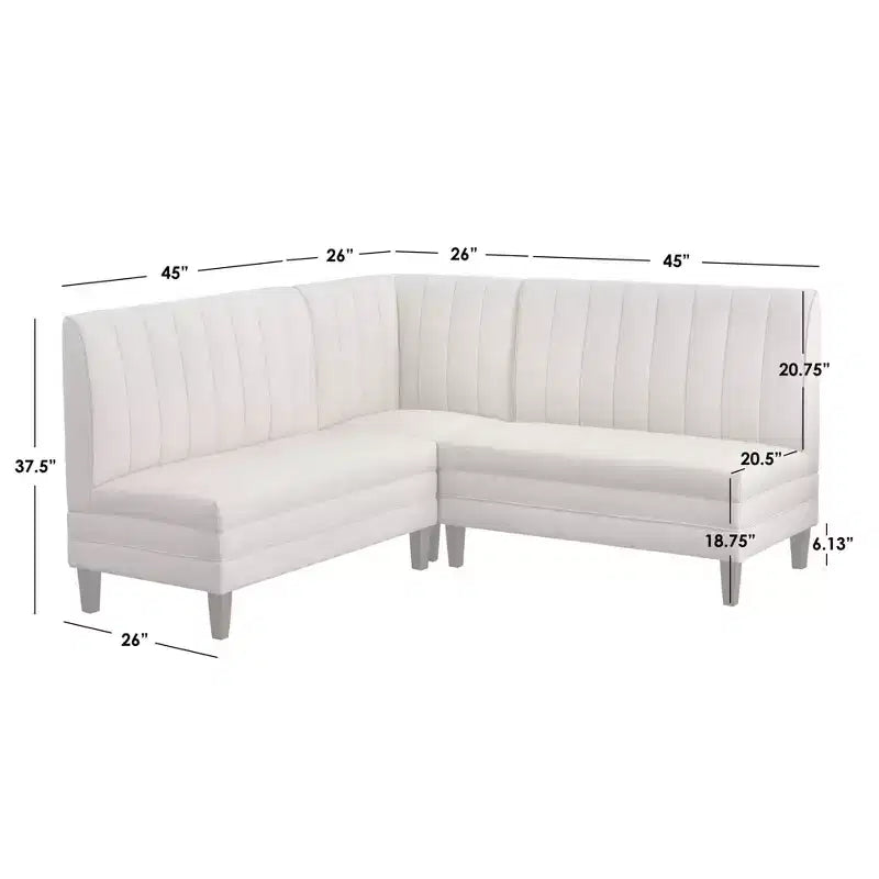 Lifestorey 4-teiliges Essgruppe Kerrington Channel Back Banquette Nussbaum/Creme: Leinenoptik-Stoff, Säulentisch
