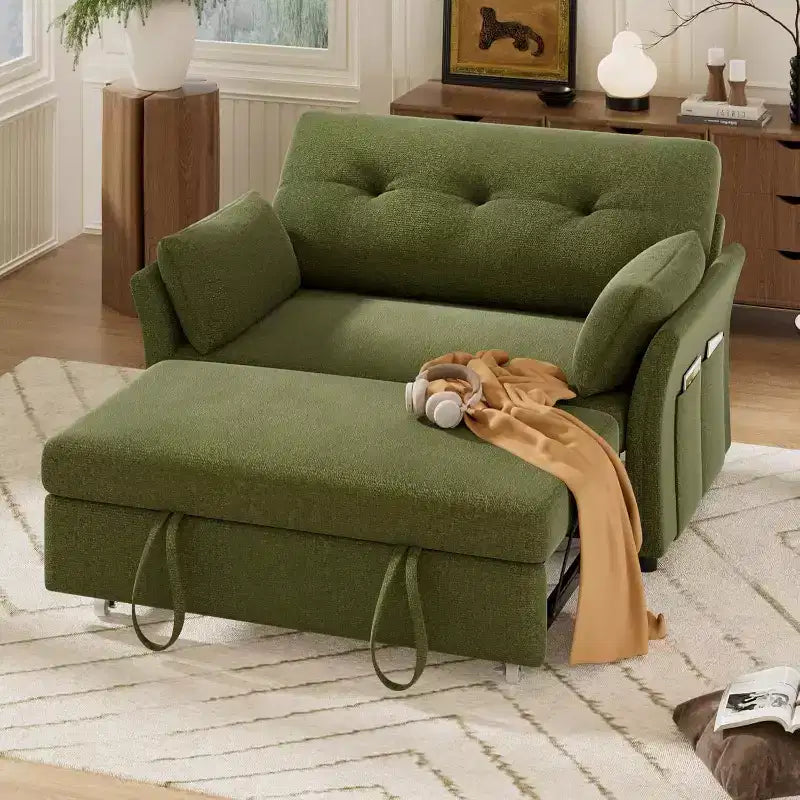 Dyonery 3-in-1 Schlafsofa, ausziehbares Schlafsofa mit Seitentasche und verstellbarer Rückenlehne, werkzeuglose Montage, faltbares Liebessofa