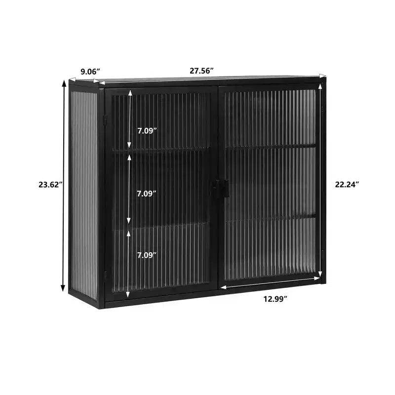 Okak Moderner 2-türiger Wandschrank mit 3-stufigem Stauraum und Glastüren für Flur/Esszimmer/Wohnzimmer/Küche