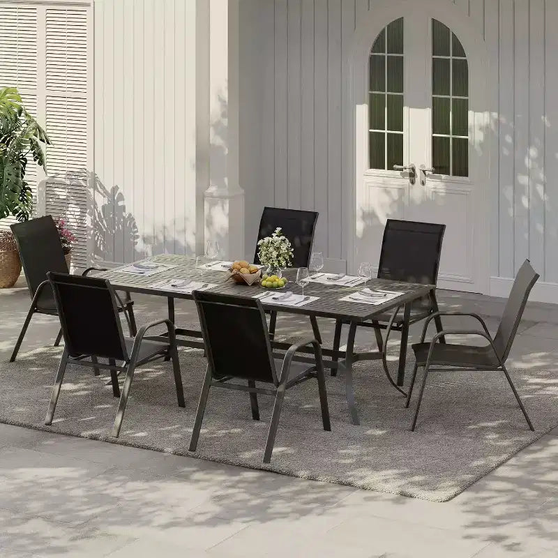 Terrassenstühle, stapelbare Outdoor-Esszimmerstühle, 4er-/6er-Set, wetterfeste, leichte Textilene-Outdoor-Stühle mit Armlehnen für Garten und Pool