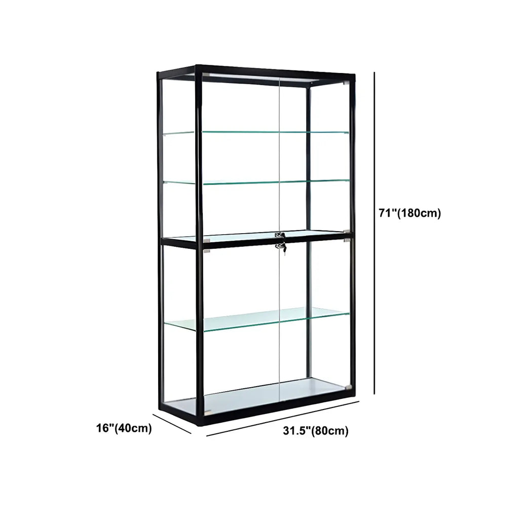 Zeitgenössische rechteckige Vitrine aus schwarzem Glas