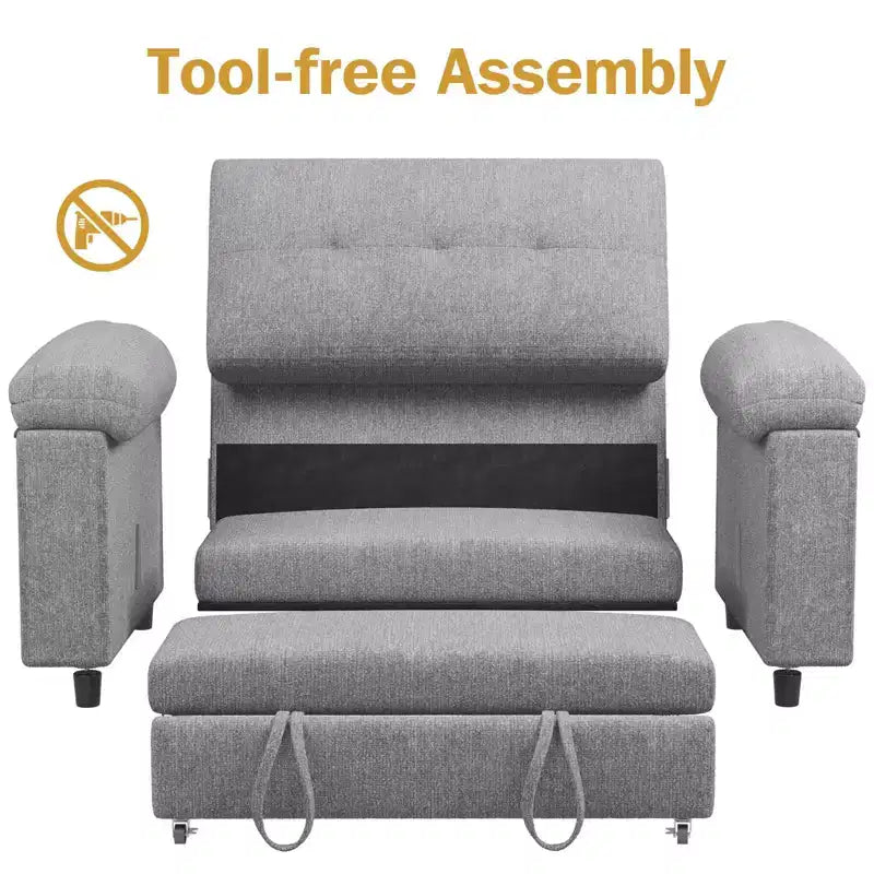 Dyonery 3-in-1 Schlafsofa, Ausziehbares Schlafsofa mit verstellbarer Rückenlehne