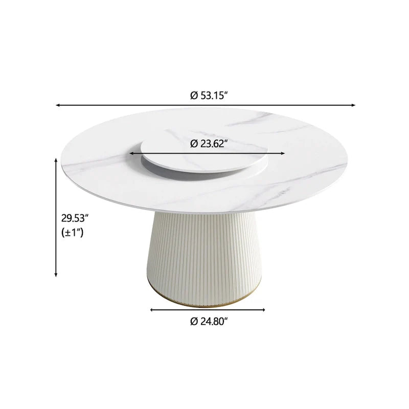 Runder Esstisch für 6 Personen (Ø 135 cm) mit gesinterter Steinplatte und Lazy Susan