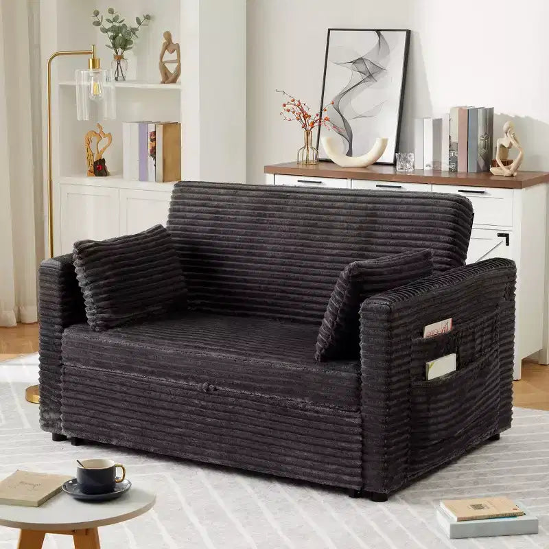 55 Convertible Schlafsofa mit ausziehbarer Fußstütze & verstellbarer Rückenlehne, platzsparendes Sofa für kleine Wohnungen