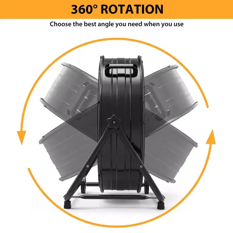 Bodenventilator, Industrieventilator – 24 Zoll Schwerlast Trommelventilator mit 4 Geschwindigkeiten, Luftzirkulator aus Metall für Lagerhalle, Werkstatt, Garage, Fabrik, Keller