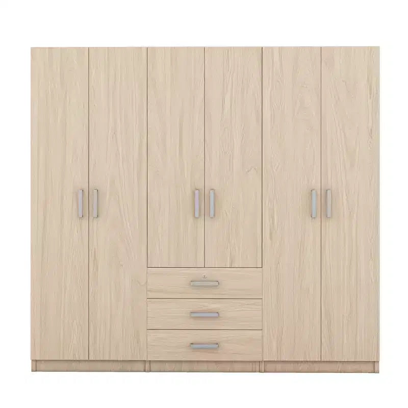 6-türiger Holz-Kleiderschrank mit Schubladen für das Schlafzimmer