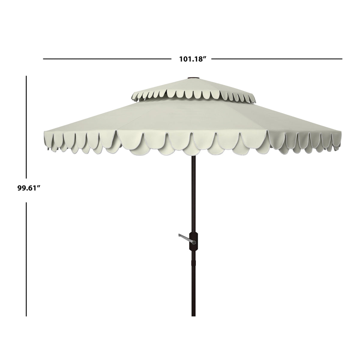 SAFAVIEH Outdoor Kjerstin Volant-Sonnenschirm, 2,7 m, Doppelkuppel