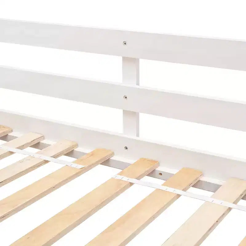 Doppel-Loftbett in Hausform, Holzspielhaus-Loftbett mit Leiter und Schutzgittern für Kinder