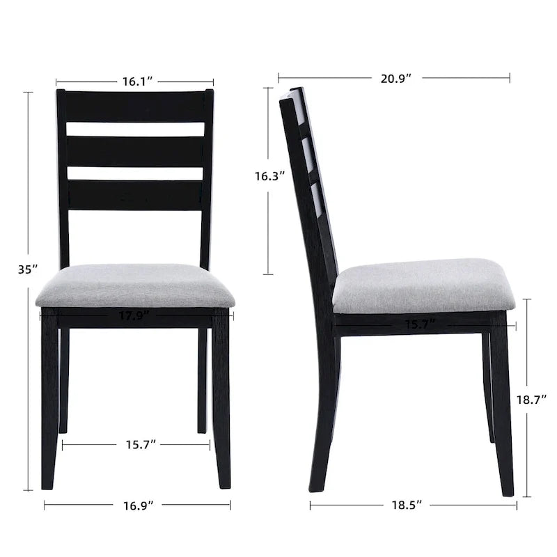 5-teiliges Esszimmerset aus Massivholz 47L (1 Tisch + 4 Stühle mit Sprossenrückenlehne)
