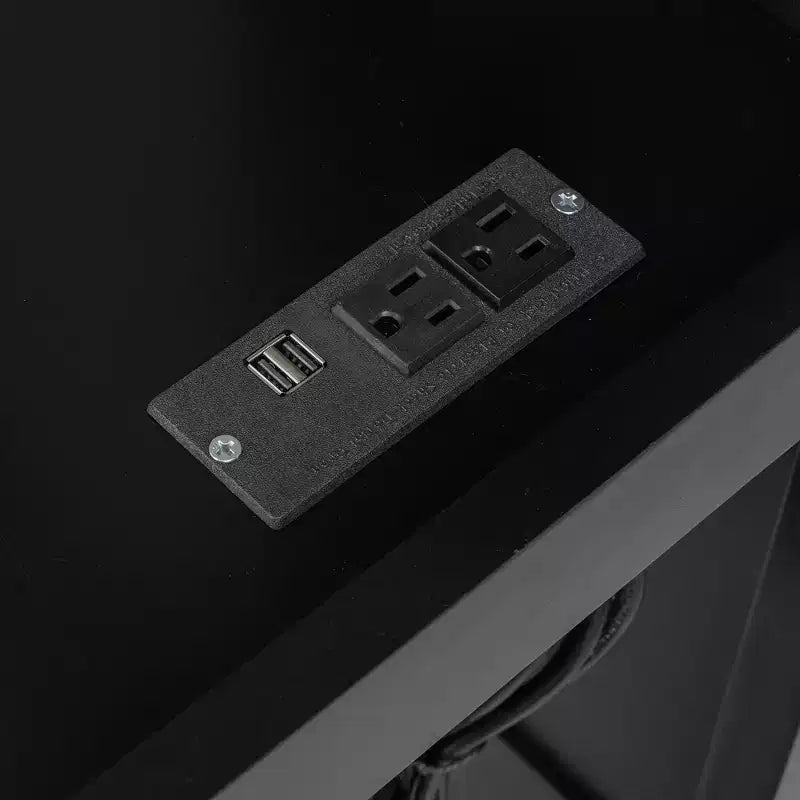 Holz-Gaming-Etagenbett in voller Größe mit integriertem Schreibtisch, Ablageregalen, 7-farbiger LED-Beleuchtung und Ladestation, Schwarz - ModernLuxe