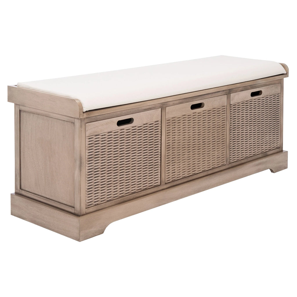 SAFAVIEH Fiorello 3-Schubladenbank mit Polsterung – 120 B x 38 T x 48 H cm – 120Bx38Tx48H