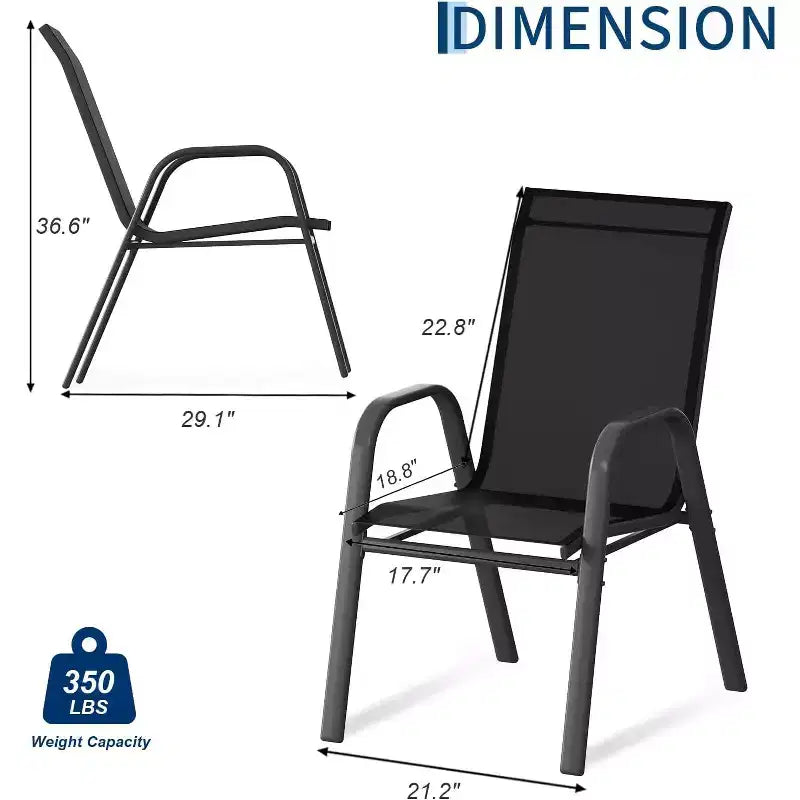 Terrassenstühle, stapelbare Outdoor-Esszimmerstühle, 4er-/6er-Set, wetterfeste, leichte Textilene-Outdoor-Stühle mit Armlehnen für Garten und Pool