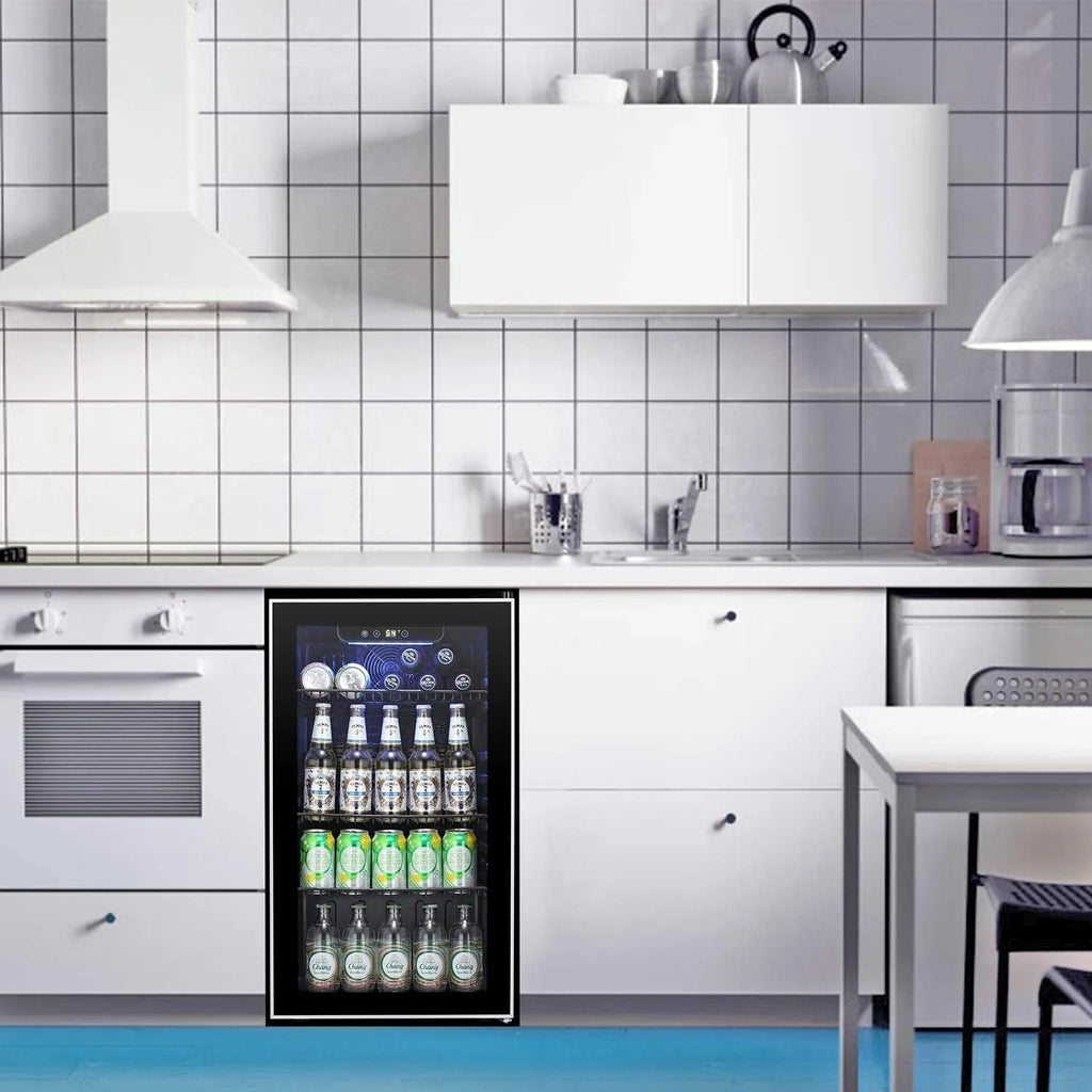 Getränkekühlschrank - Mini-Kühlschrank mit Glastür für 120 Dosen