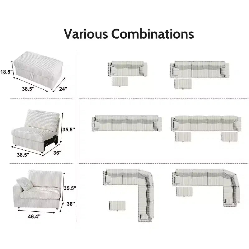 Dyonery Modulares Cord-Ecksofa mit waschbaren Bezügen