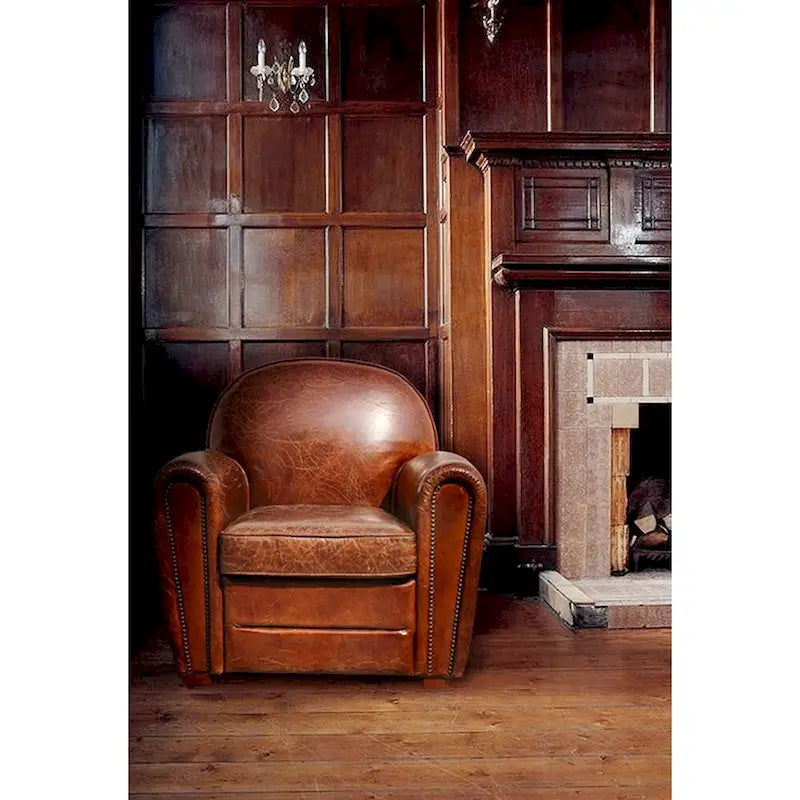 Pasargad Home Clubsessel Paris aus echtem Leder, Braun