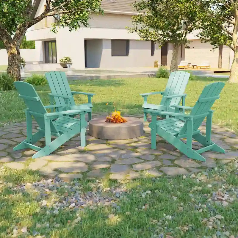 Bonosuki Wetterfeste Outdoor-Adirondack-Stühle aus Holz – 4er-Set
