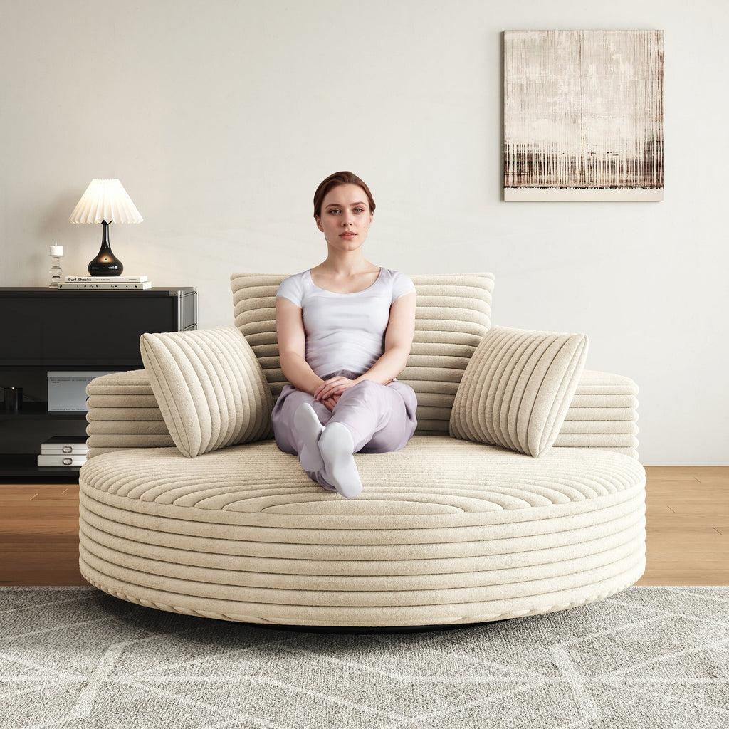 Einzelsessel aus Kord-Chenille-Schaumstoff, drehbar