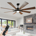 Deckenventilator mit Beleuchtung, Fernbedienung, groß, 8 Holzflügel
